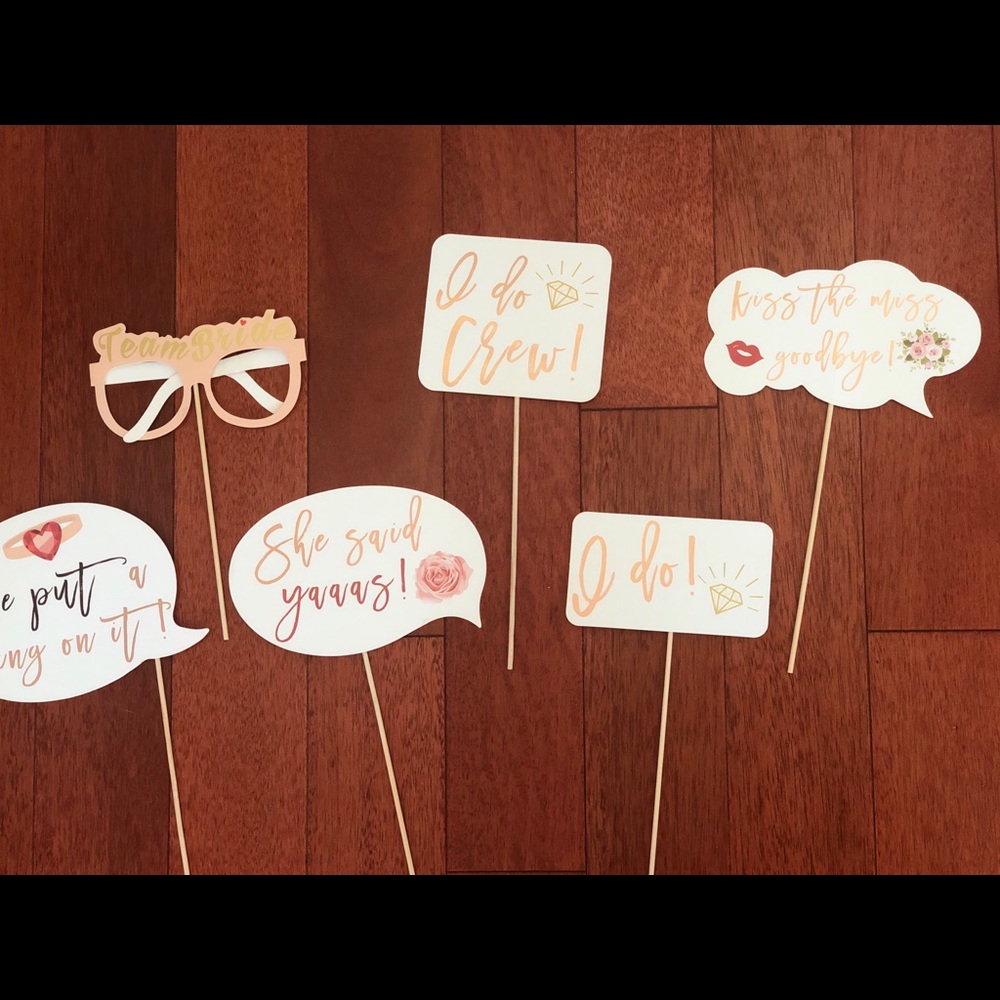 Bridal party photo booth props